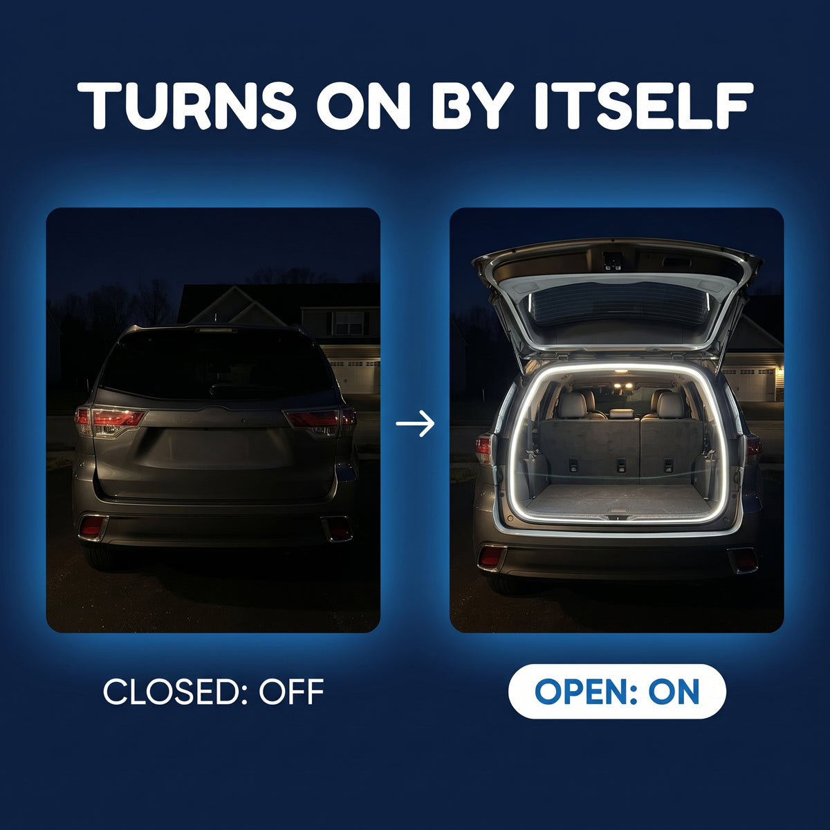 LED trunk light turns on when the trunk opens