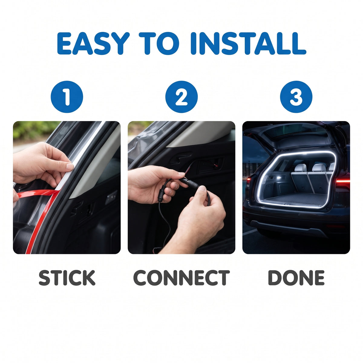 How to install the LED trunk light strip