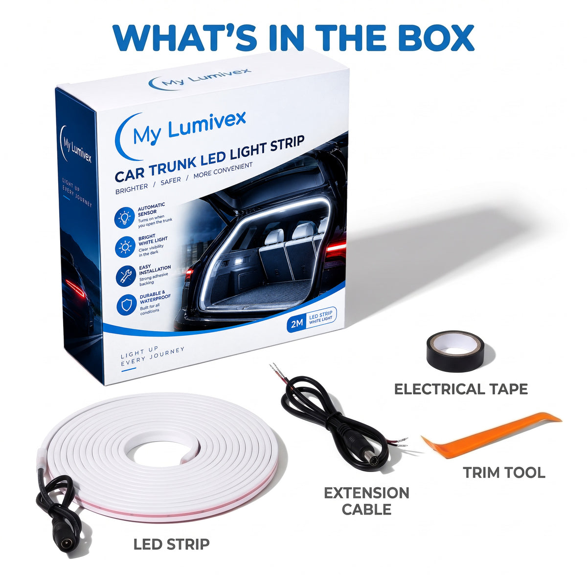 What's included in the LED trunk light kit